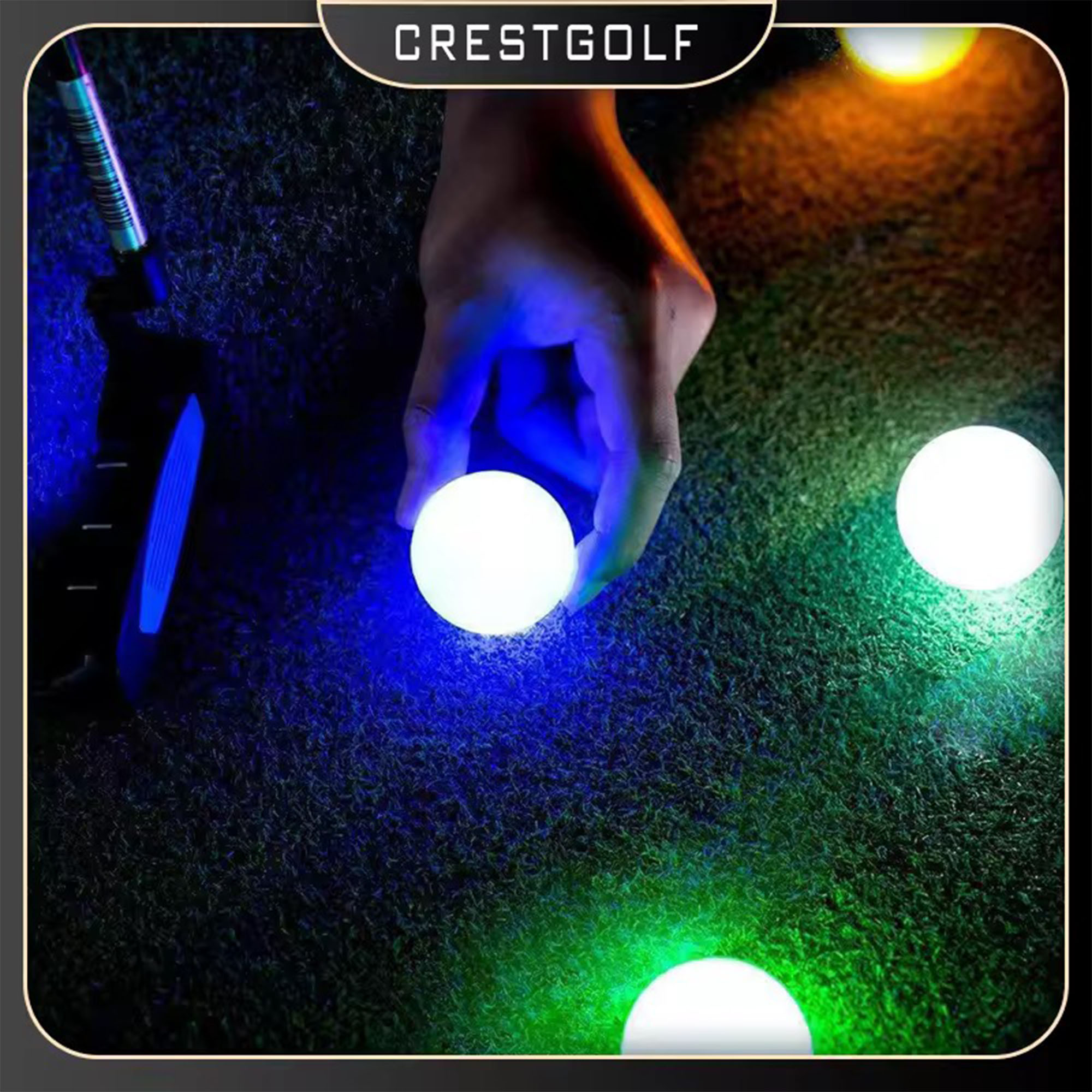 LED golf ball at night with customizable logo 2