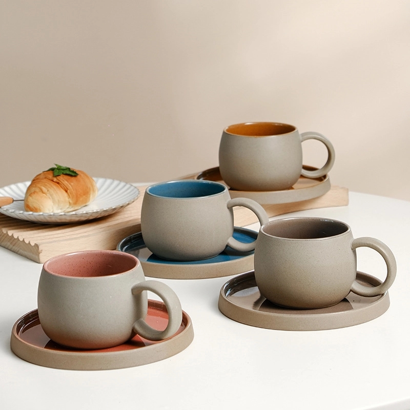Custom 8 oz Ceramic Coffee Mug Saucer Set 6