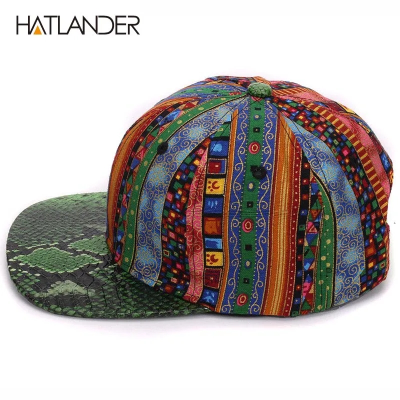 Snakeskin Brim Snapback Hat 2