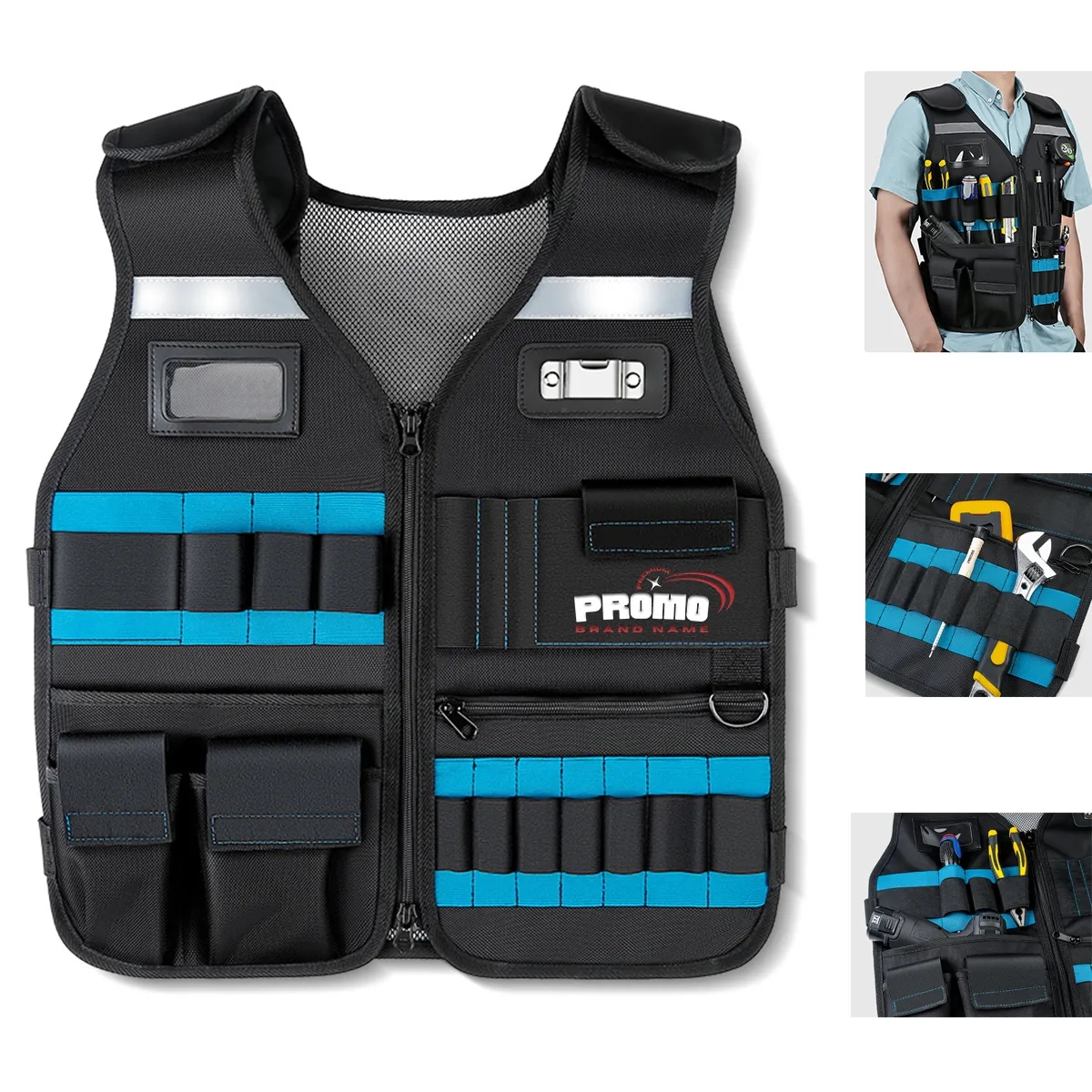 Multi-Pocket Tool Vest Reflective Hardware Safety Clothes 2