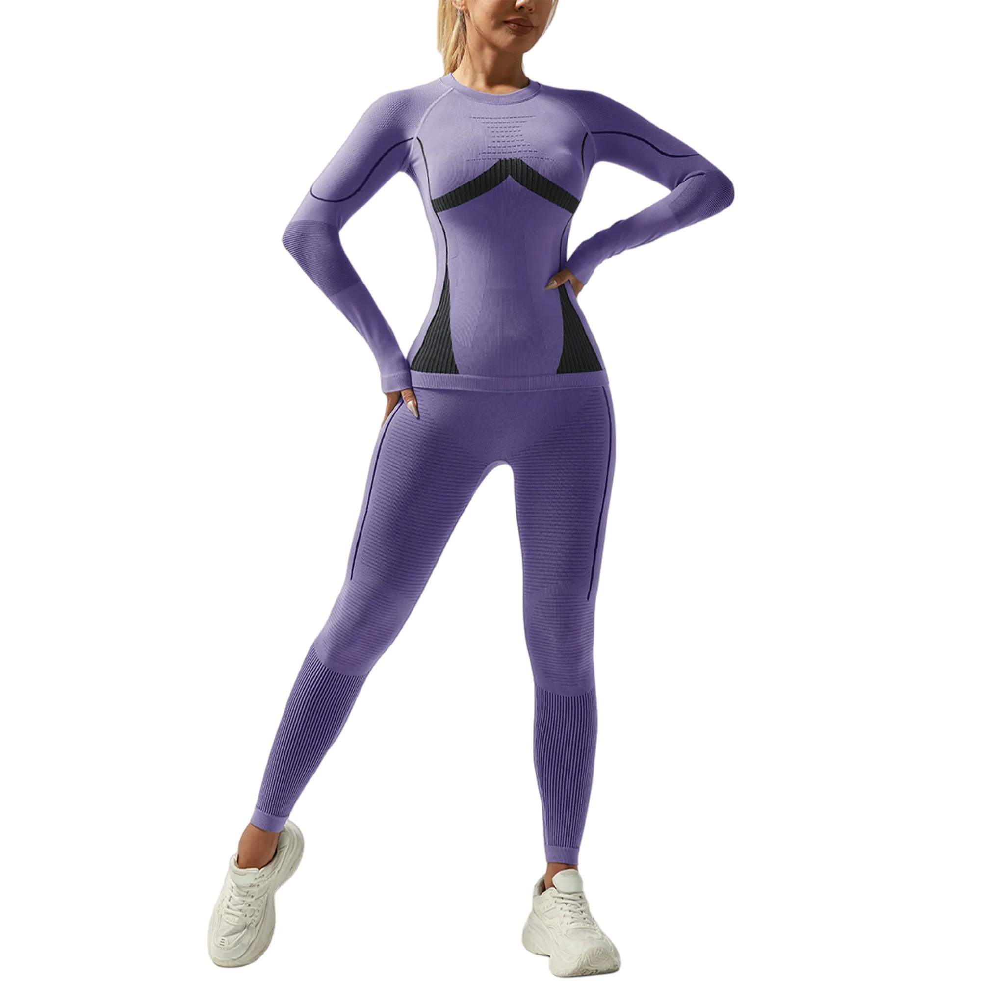 Premium Thermal Moisture Wicking Seamless Ski Base Layer Set 3