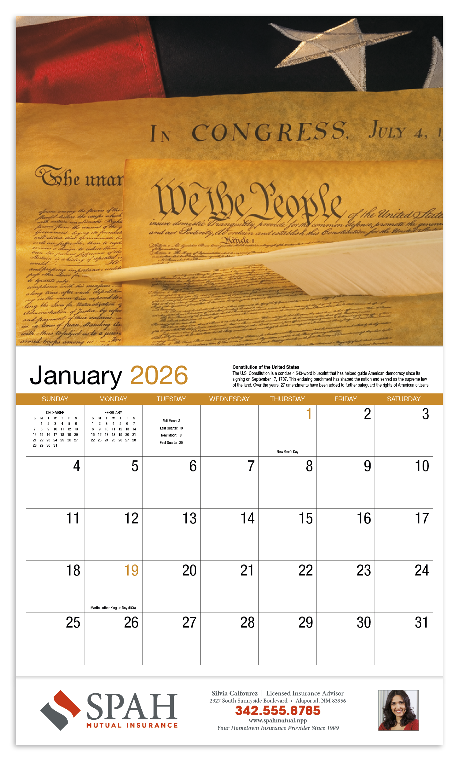 HotLine® Products American History Appointment Calendar - Stapled 18