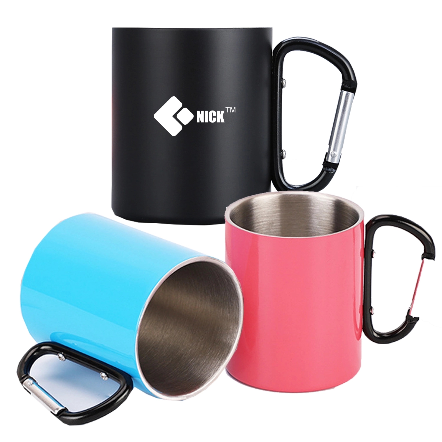 10 Oz Stainless Steel Coffee Mug With Carabiner Handle 1