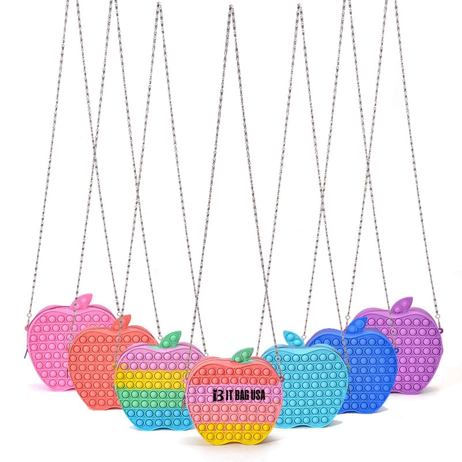 Apple Shape Silicone Fidget Popper Pop Purse Bag 2