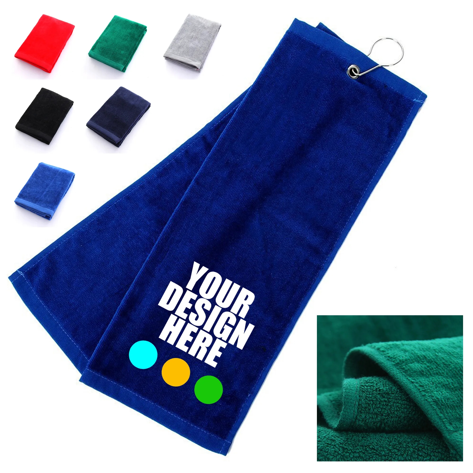Golf Tri-Fold Cotton Towel W/ Clip 1