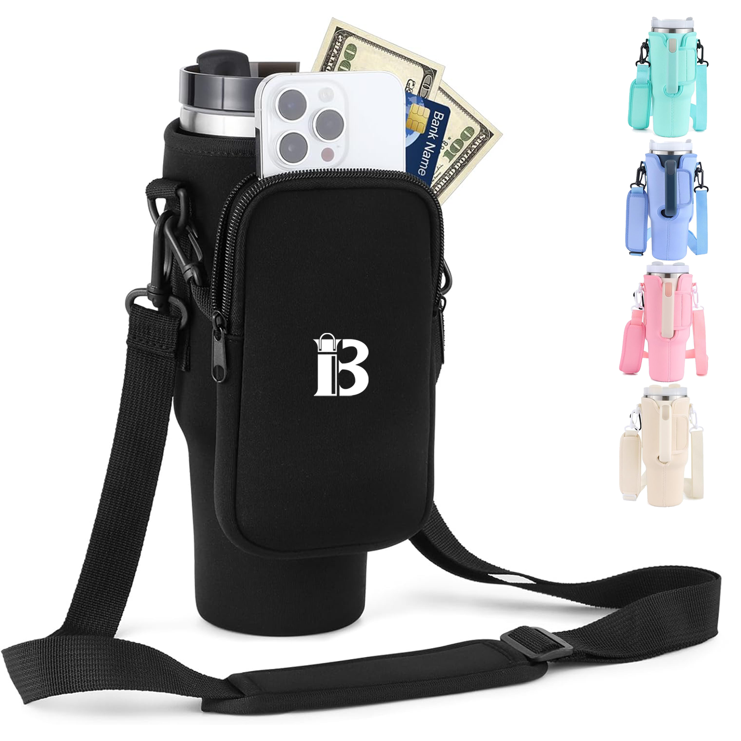 40oz Water Bottle Carrier Bag W/ Phone Pouch