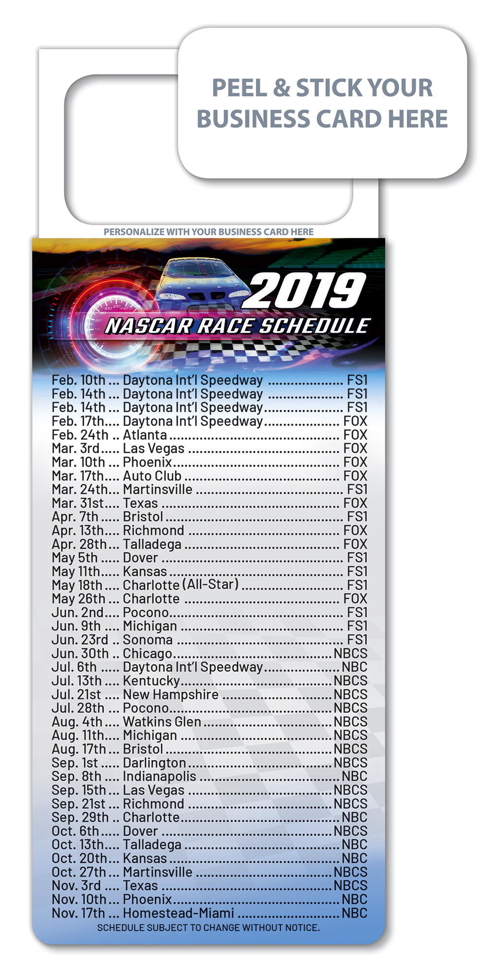 M.B.C. Sport Schedules - NASCAR Racing (3.5x9) 2