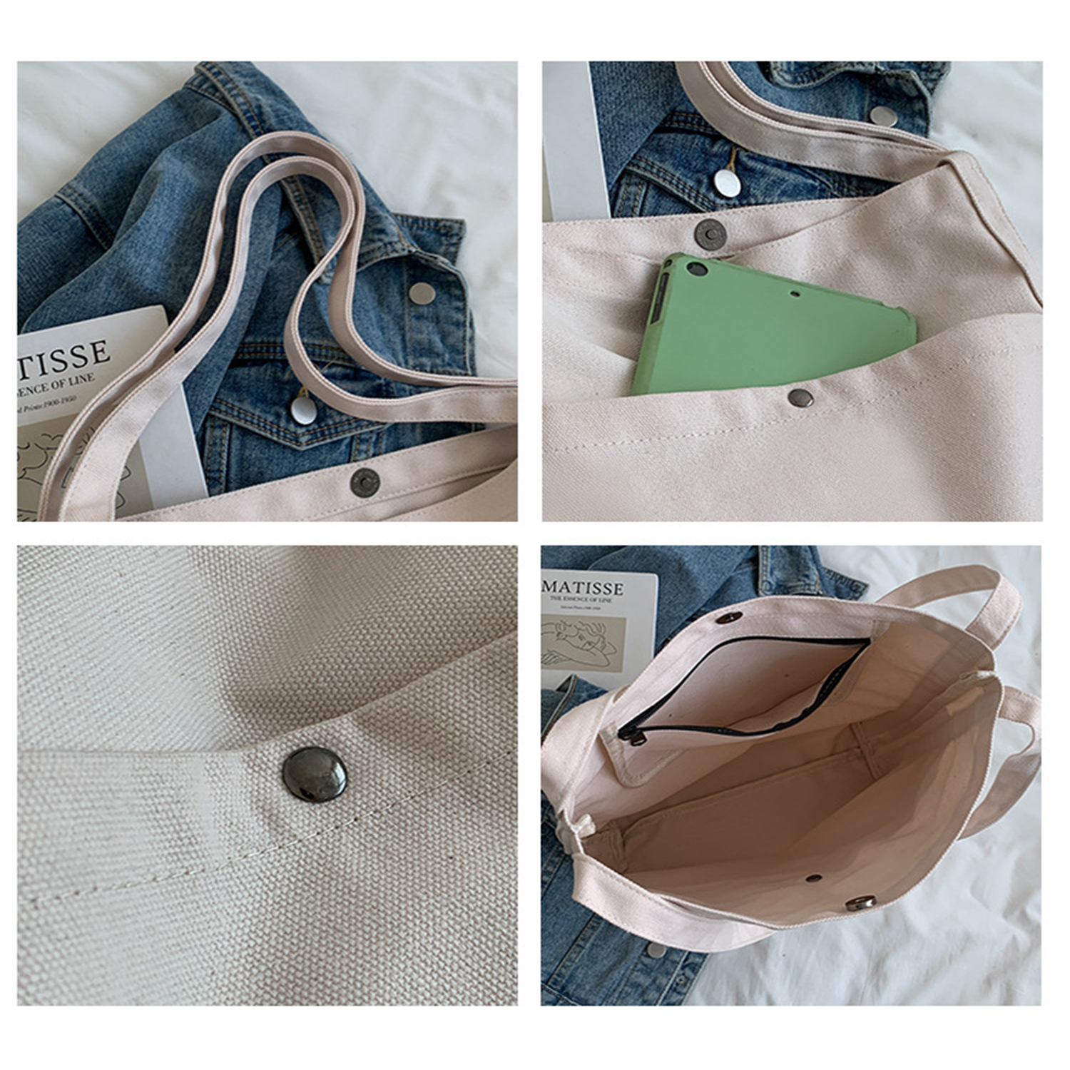 Canvas Shoulder Tote Bags, custom tote bag with logo imprint 4