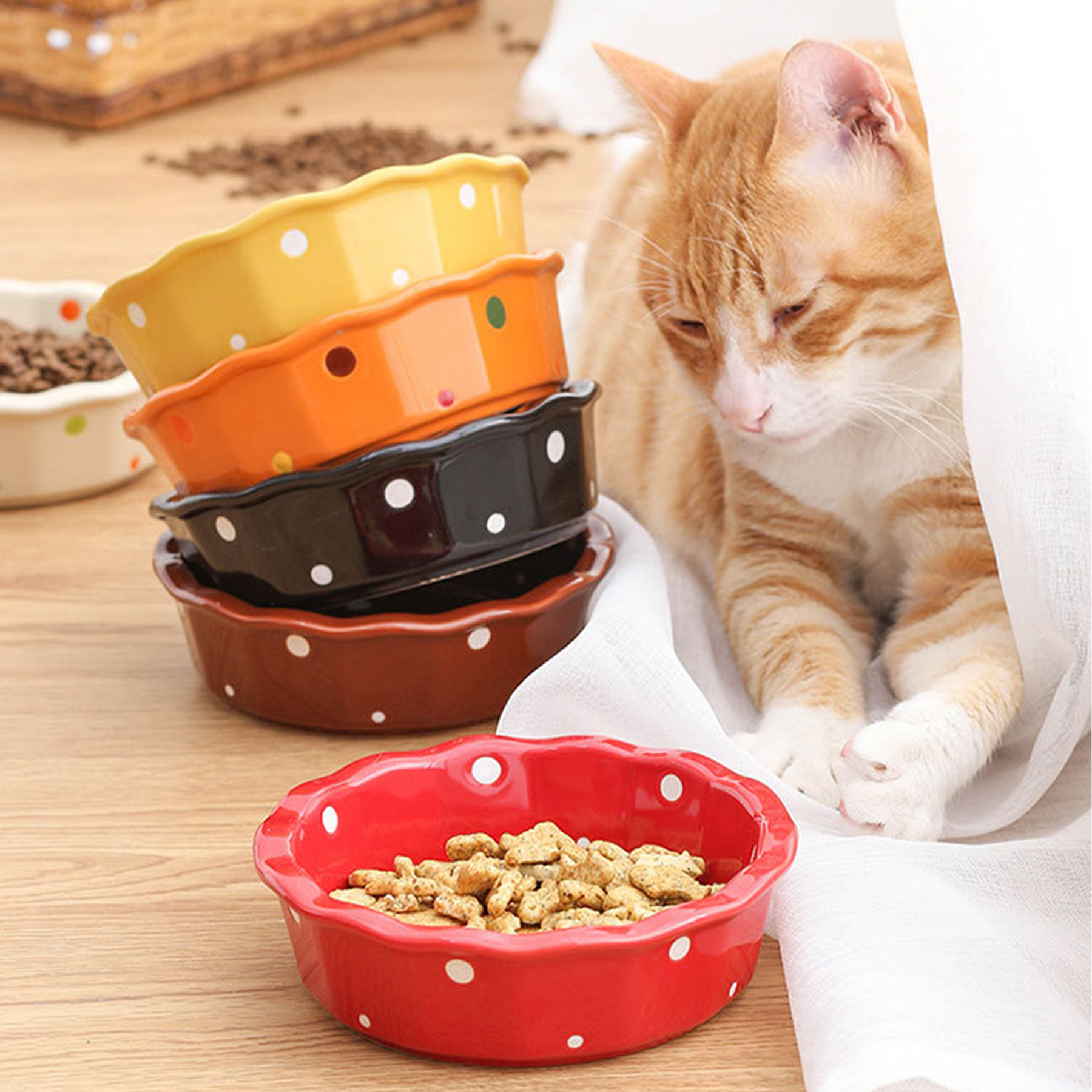 Ceramic Cat Bowl Rack And Cat Bowl 1