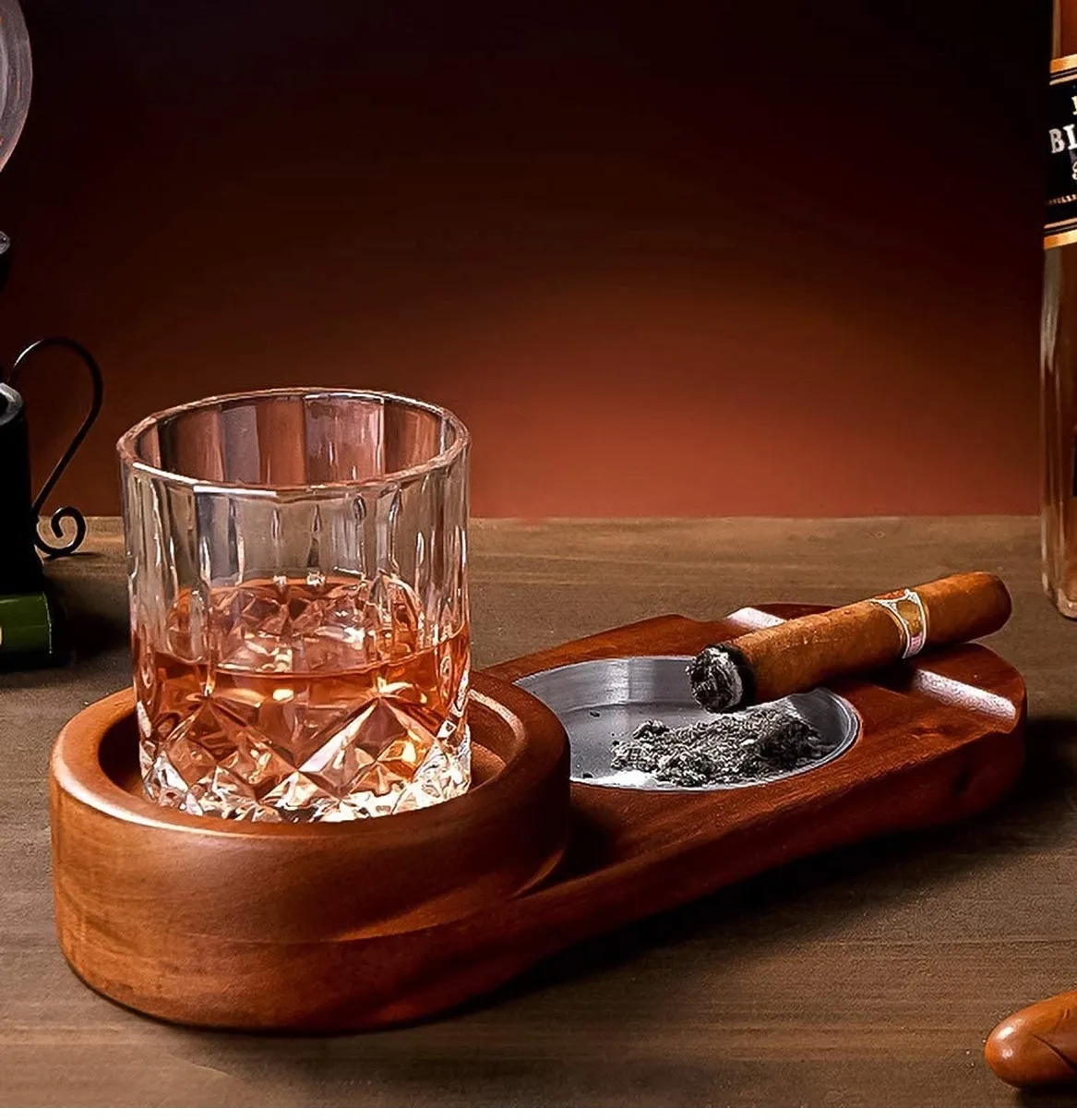 Whiskey Glass Tray And Cigar Ashtray Coaster 5
