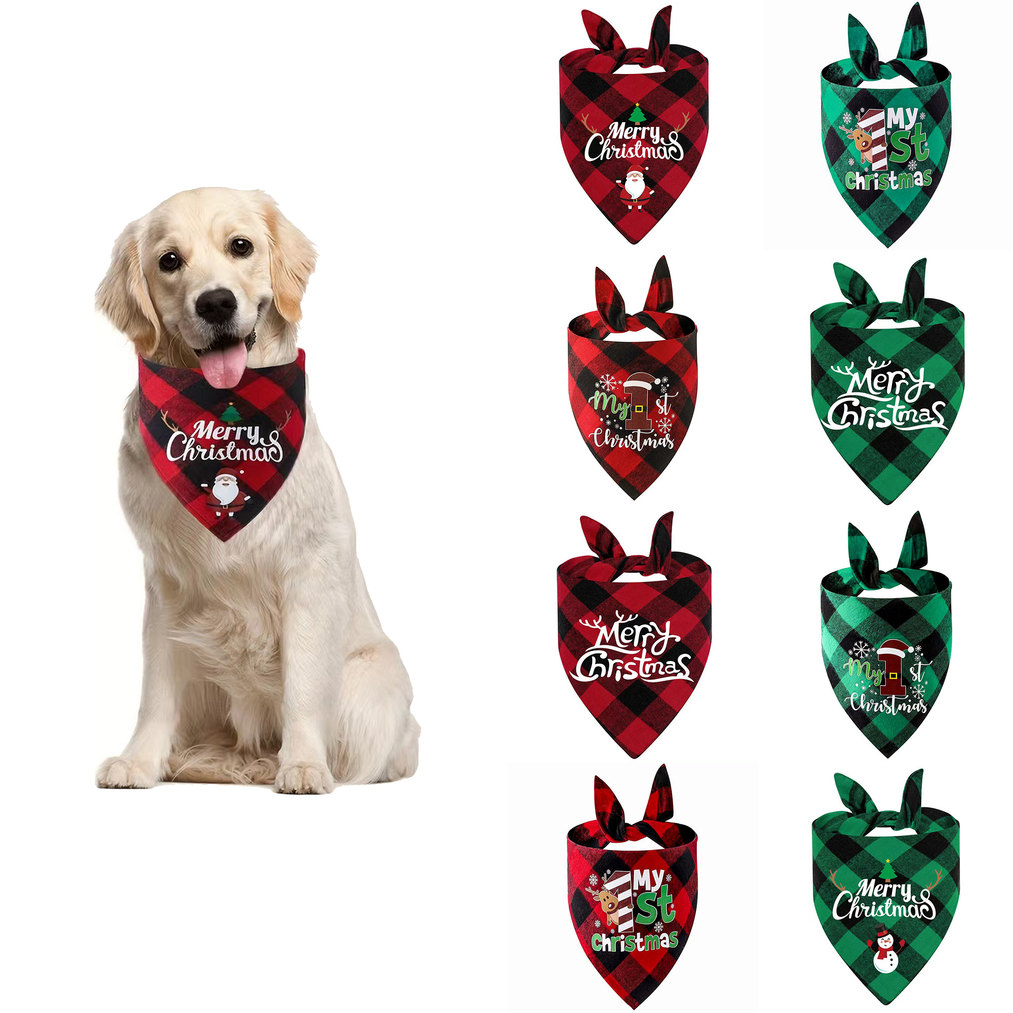Santa Claus Snowman Pet Triangular Scarf 5