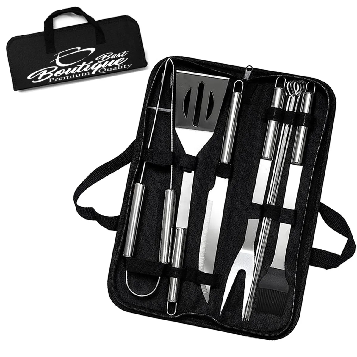 9 Packs Stainless Steel BBQ Grill Tool Set With Storage Bag 5