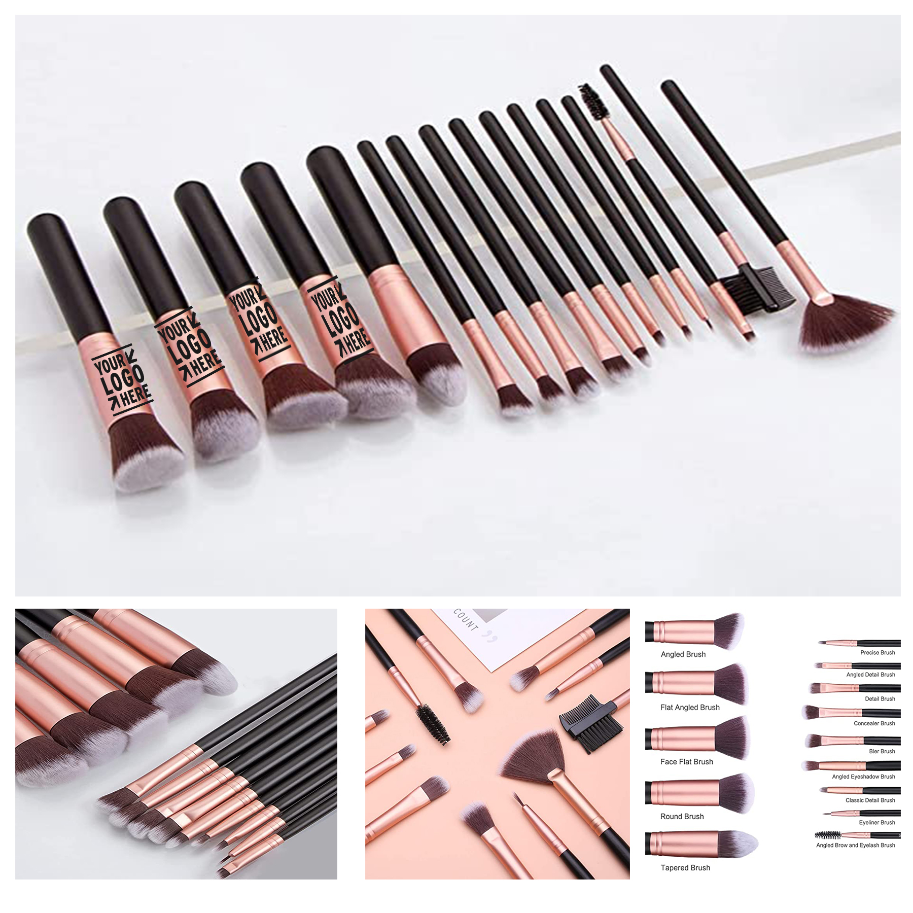 14 Piece Rose Gold Makeup Brush Set 2