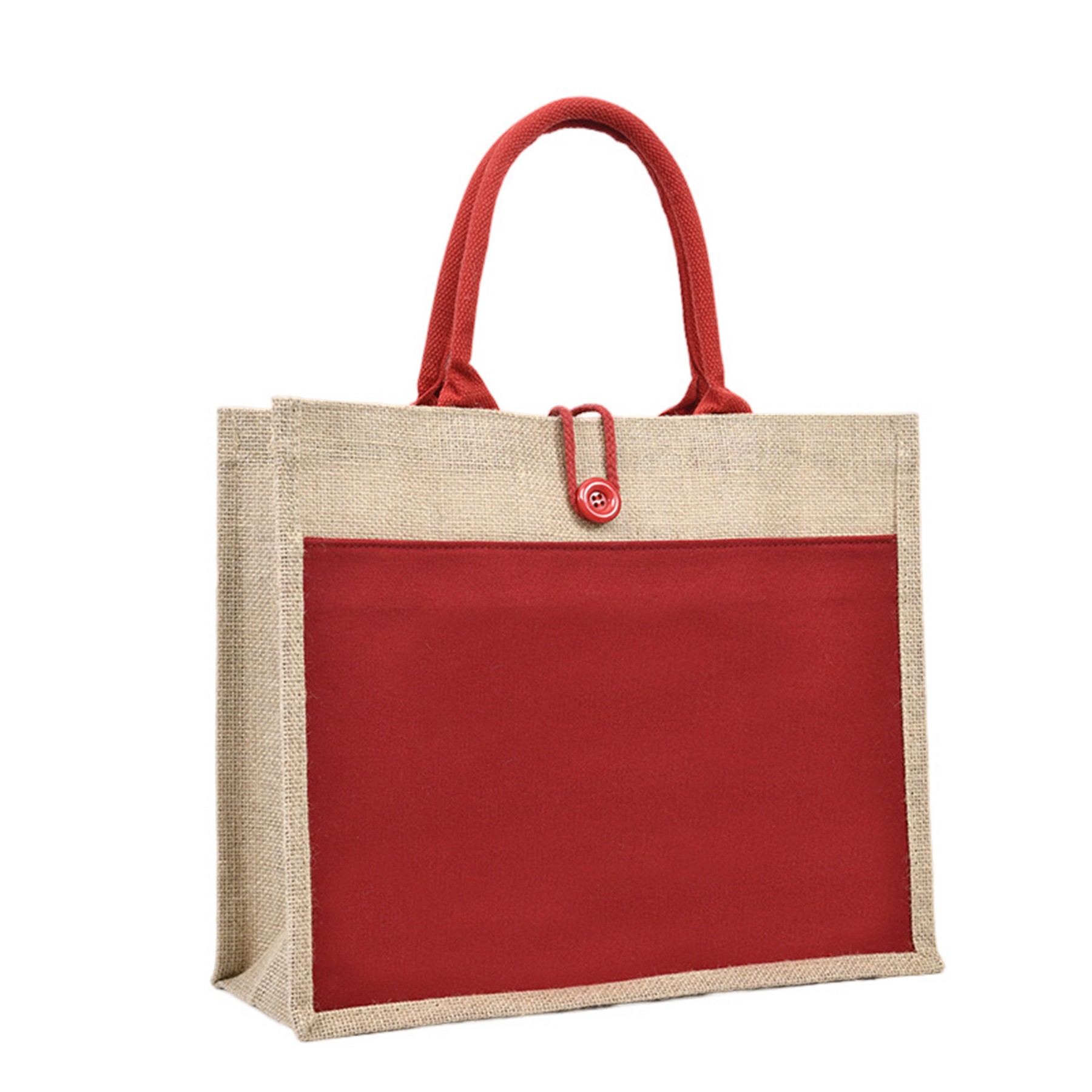 Beach Canvas Pocket Natural Jute Tote Bags, custom tote bag with logo imprint 3