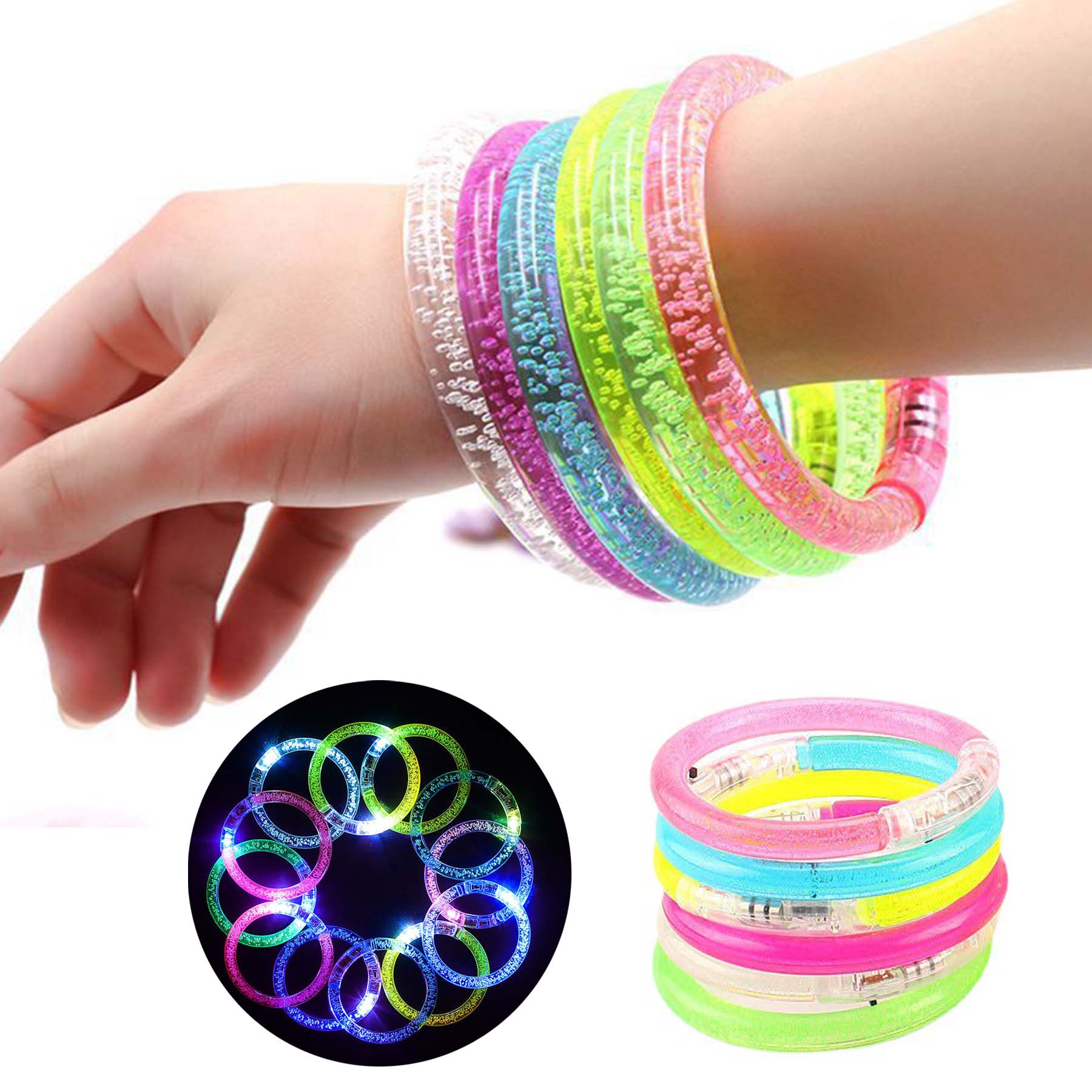 Adults Kids Flashing Light Up Toys Neon Rave Concert Party Glow Stick Bulk LED Bracelet