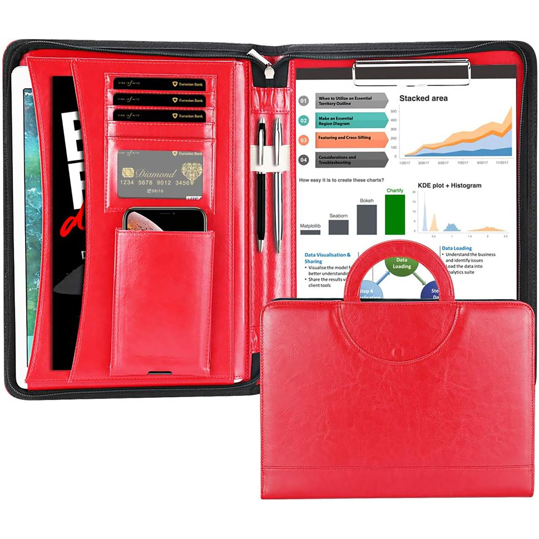 Zippered Leather Padfolio Portfolio 8