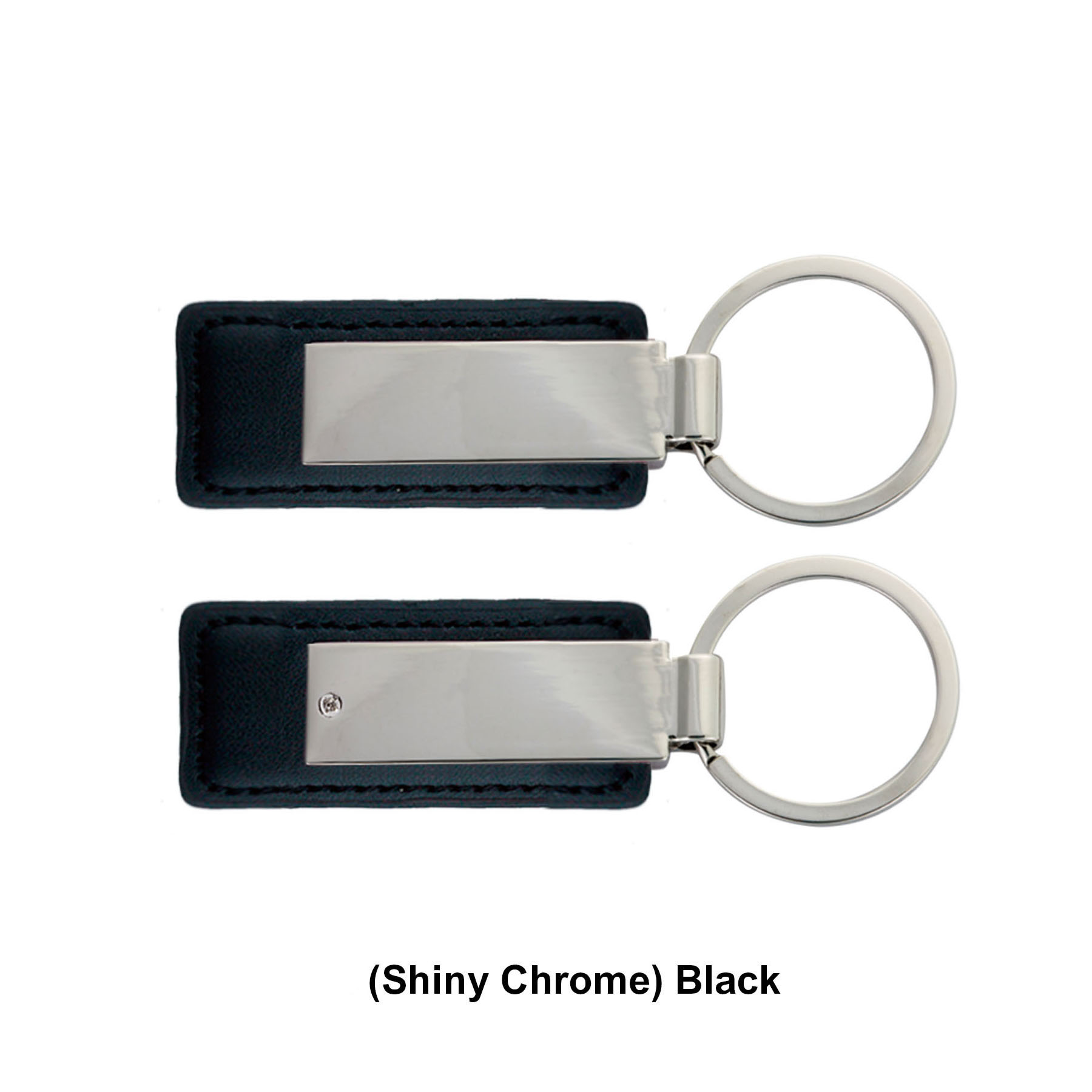 Leatherette with Rectangular Metal Black Matte Key Tag 5
