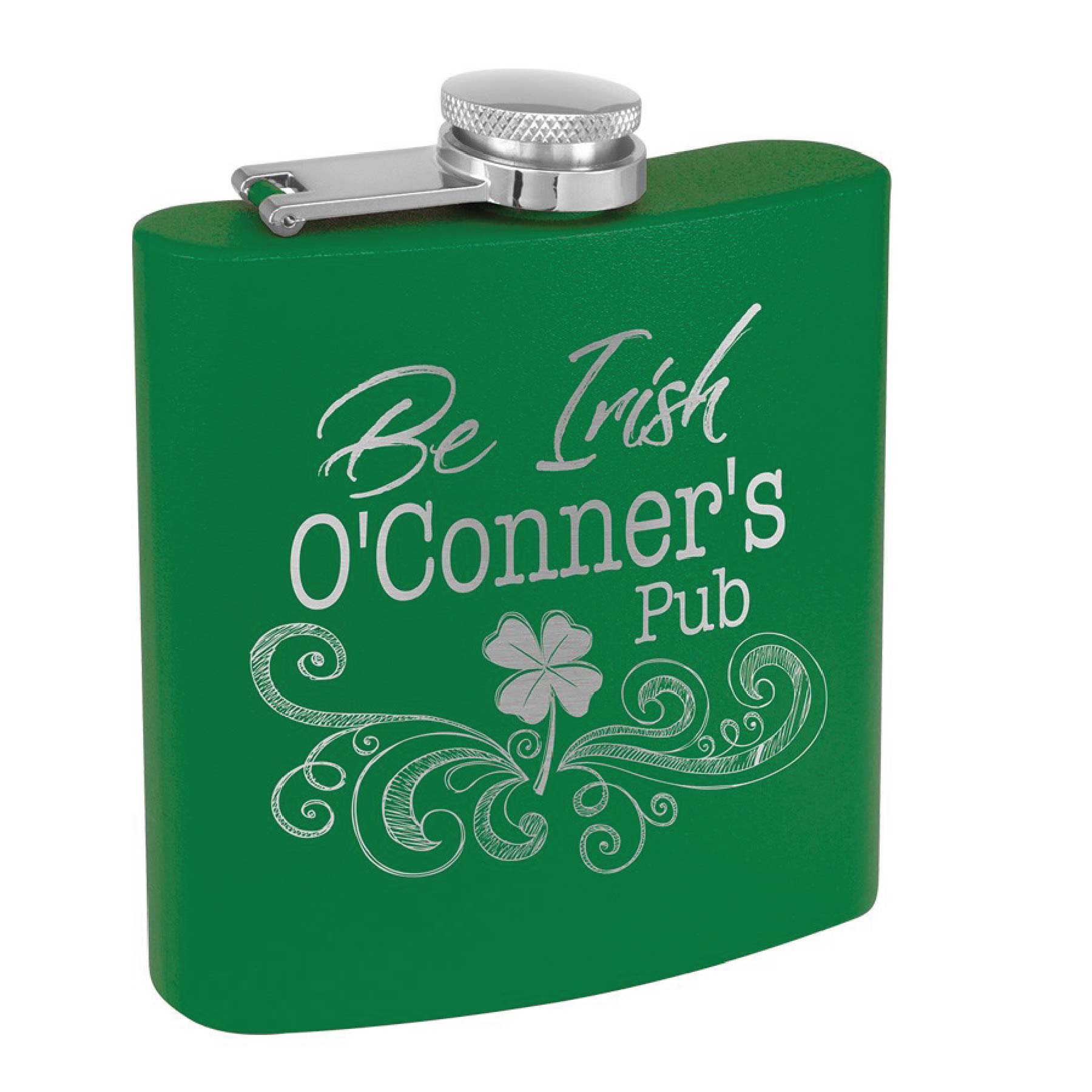 6 Oz. Matte Green Powder Coated Stainless Steel Flask