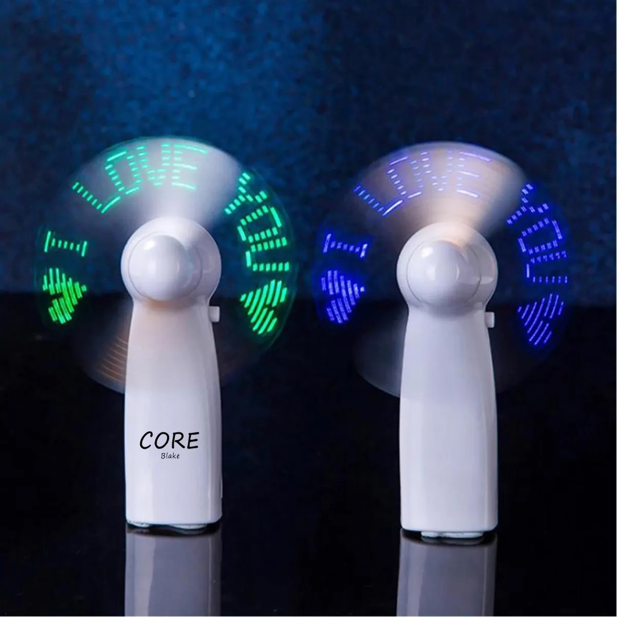 Pre-Programmed Message Mini Fans with LED Words 2