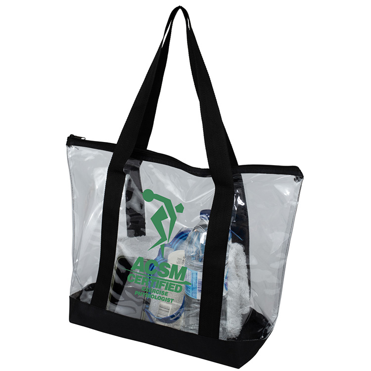 19"W x 13 ½"H x 6"Gusset - "BONDI" Jumbo Clear Zippered Tote Bag 7