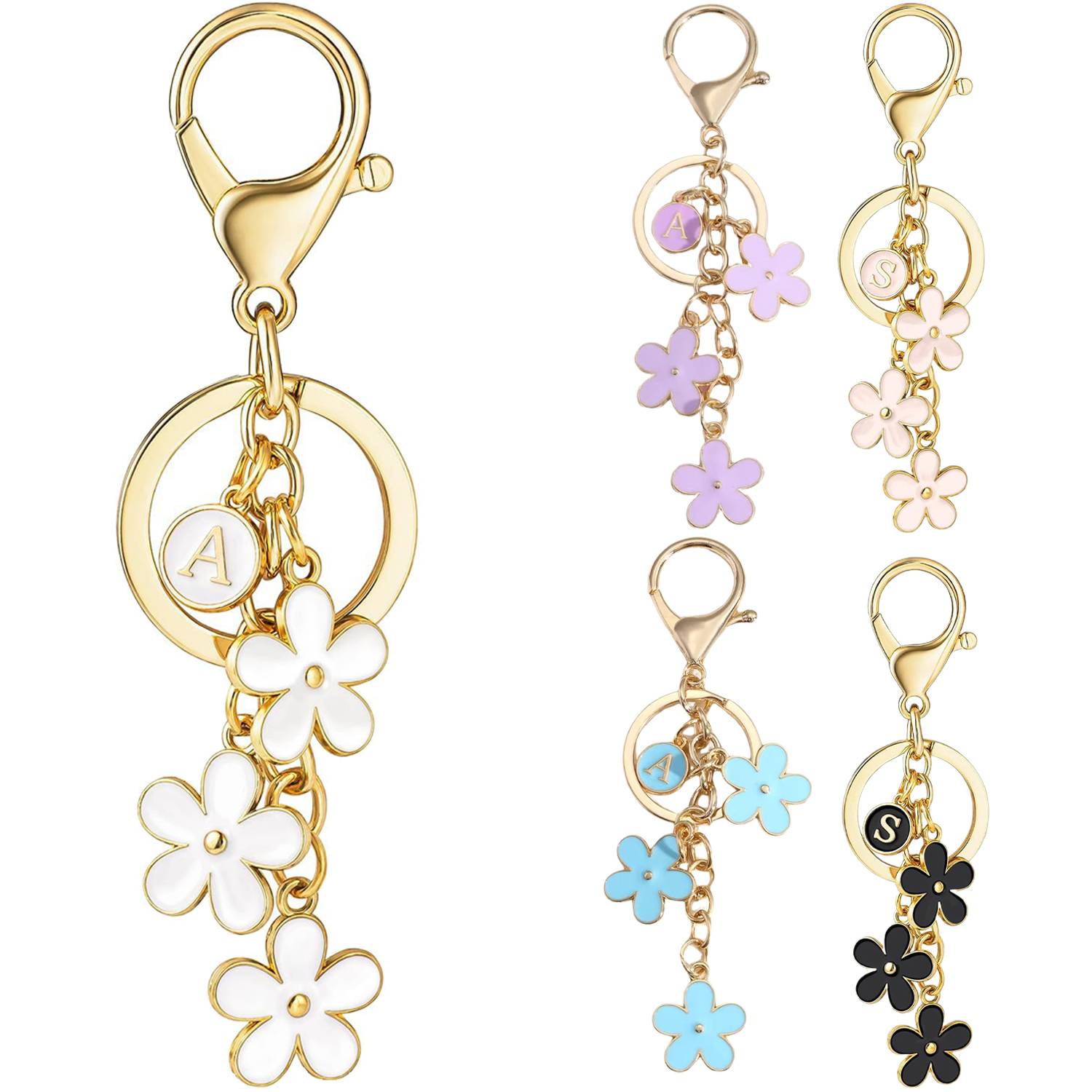 Custom Letter Floral Keychain 4