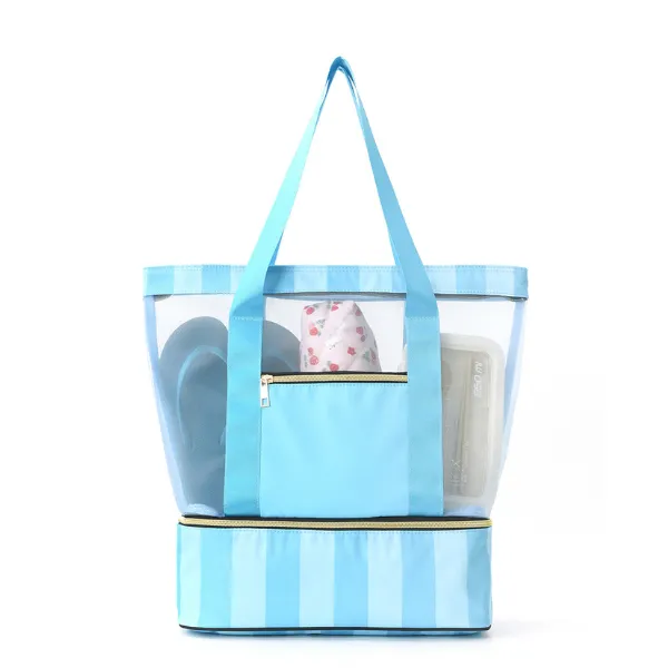 Mesh Beach Tote Bag with Shoe Compartment 1