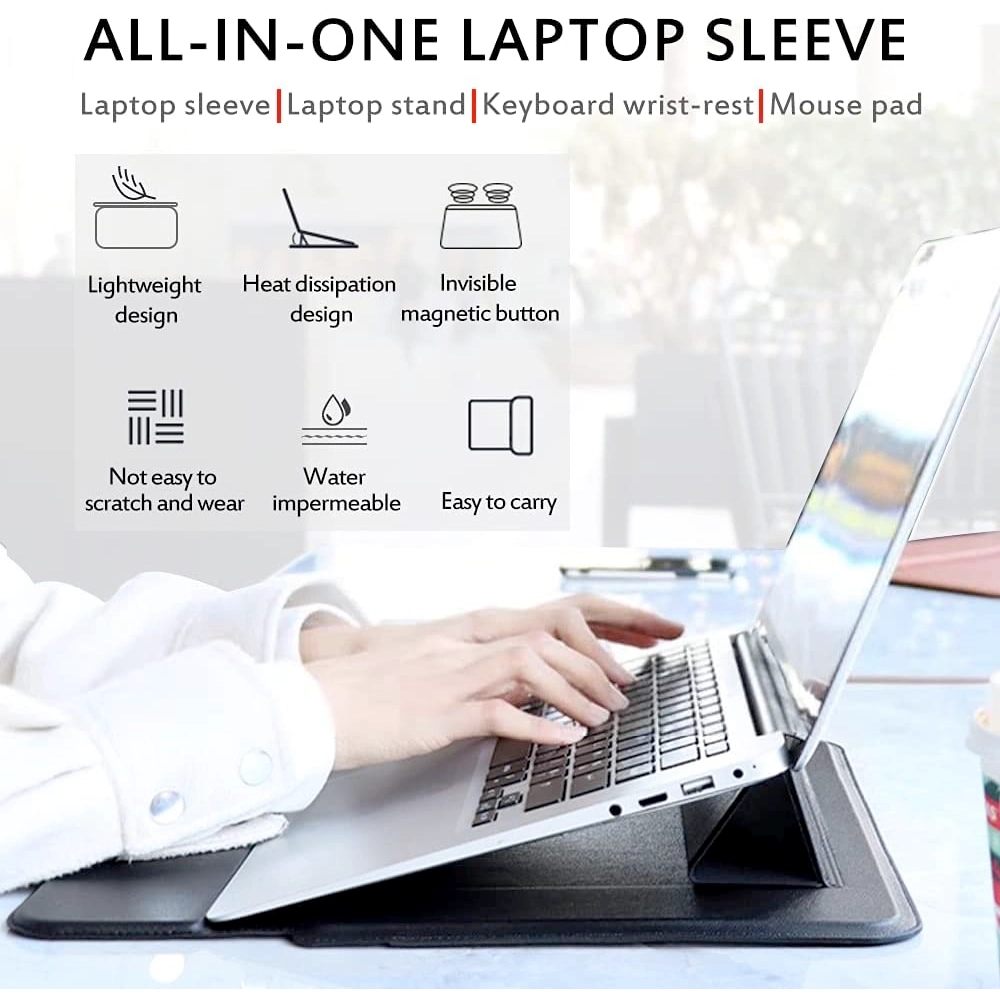 13 Inch Pu Leather Laptop Sleeve With Stand 2