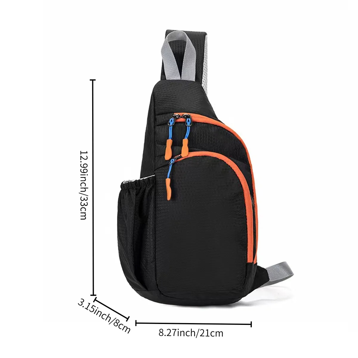 Nylon Sling Crossbody Chest Bag With Zippers & Side Pocket 5
