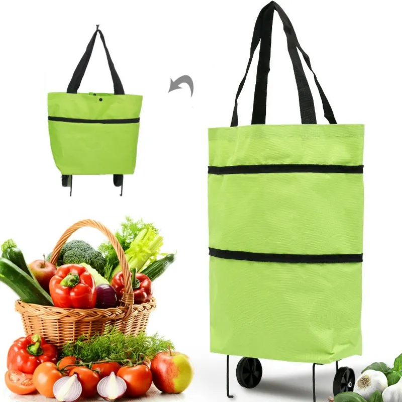 Folding Shopping Bag Collapsible Trolley with Wheels 5