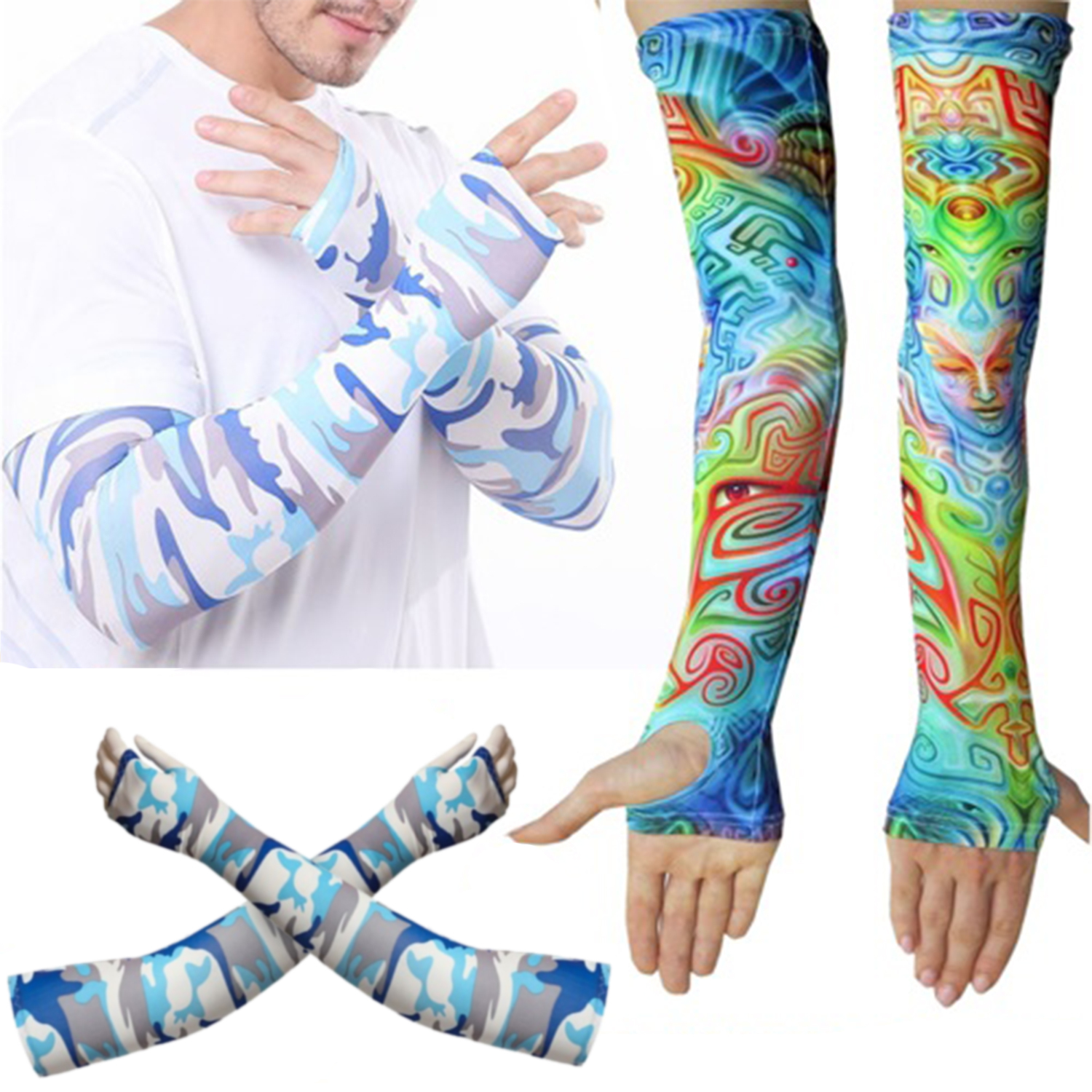 CoolMax quick dry summer Arm sleeves w/ Thumb Loop, Youth & Adult size 6