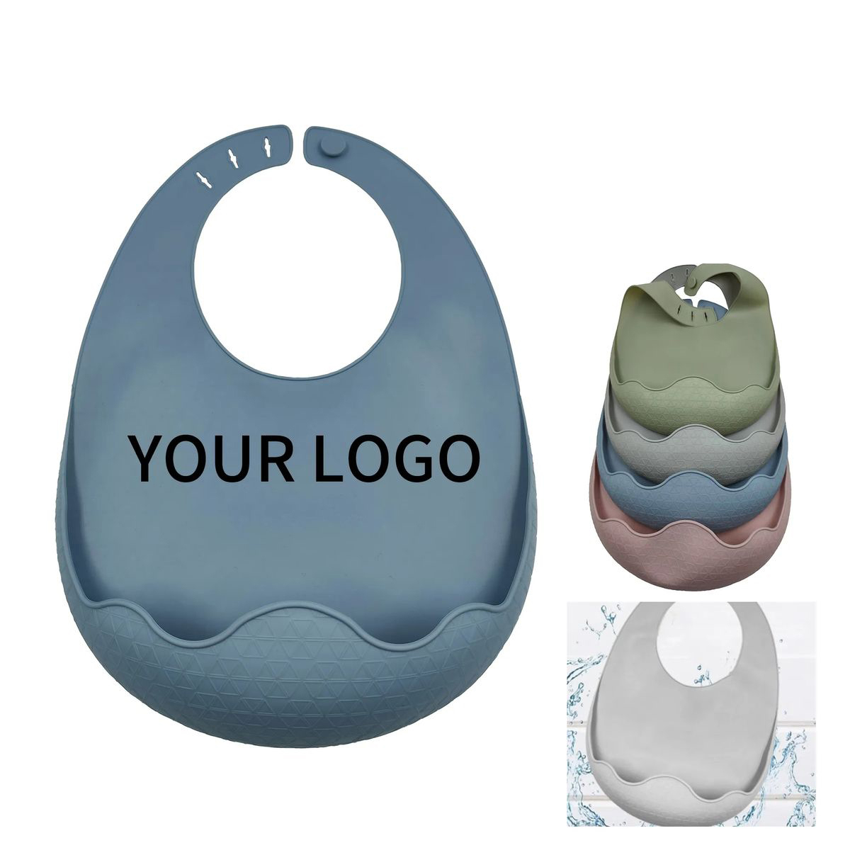 Flexible Silicone Feeding Bib with Spill Catcher 1