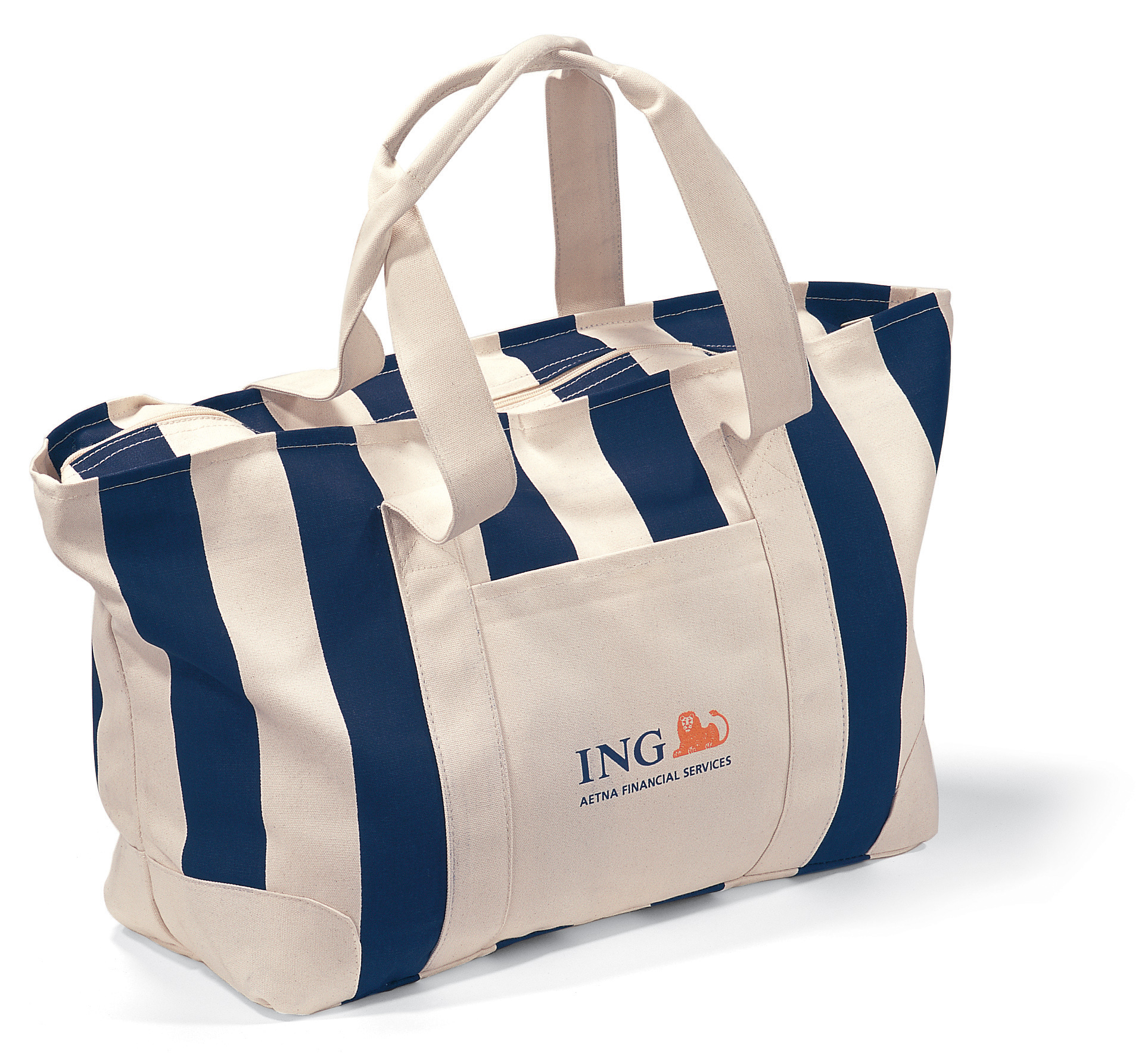 Large Striped Canvas Tote 1
