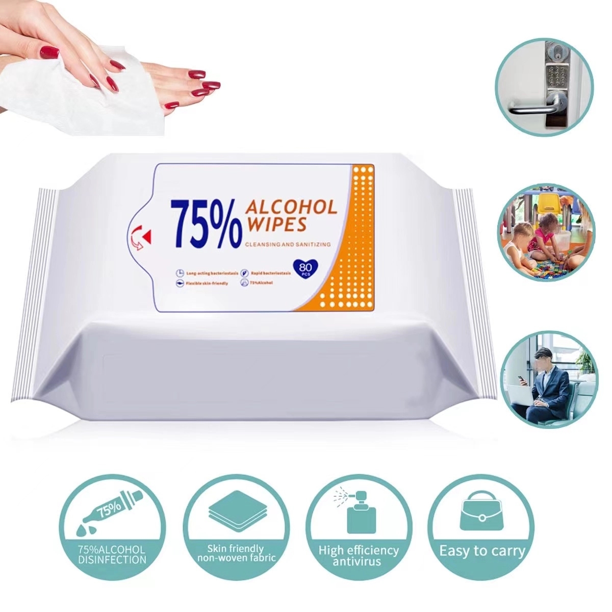 80 PCS 75% Alcohol Disinfecting Sanitizing Wipes 1