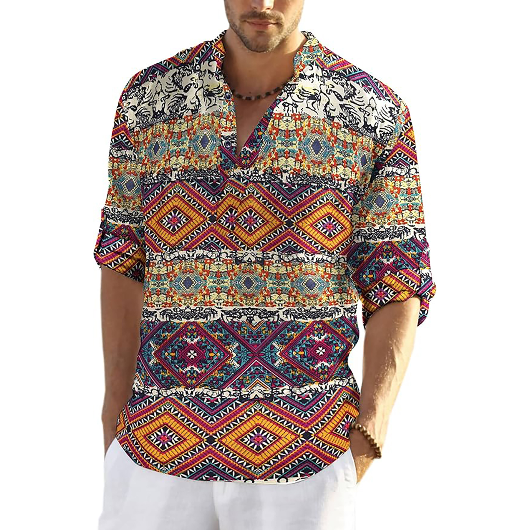 Casual Henley Collar Shirt 31