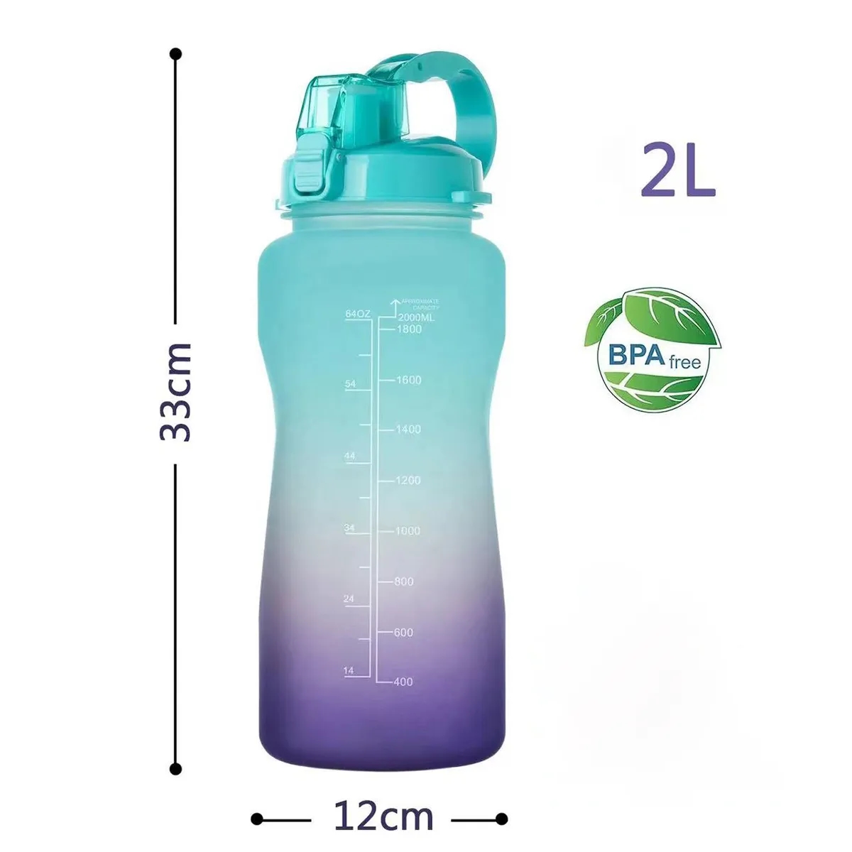 64oz Water Bottle with Time Marker 3