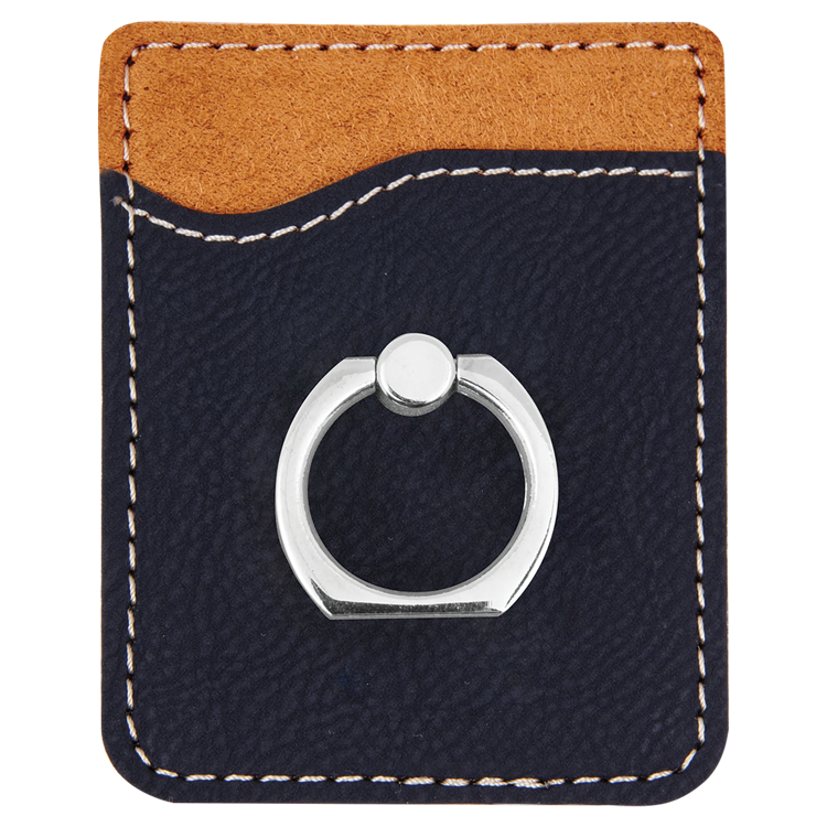 Black/Silver Leatherette Phone Wallet with Silver Ring 2