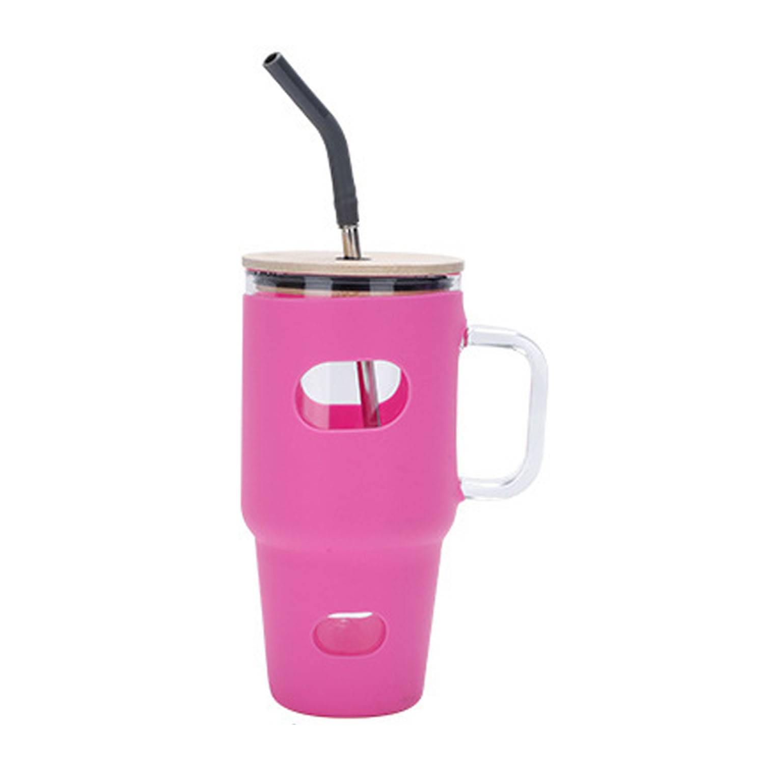 30oz Silicone Glass Straw Cup w/ Handle 6