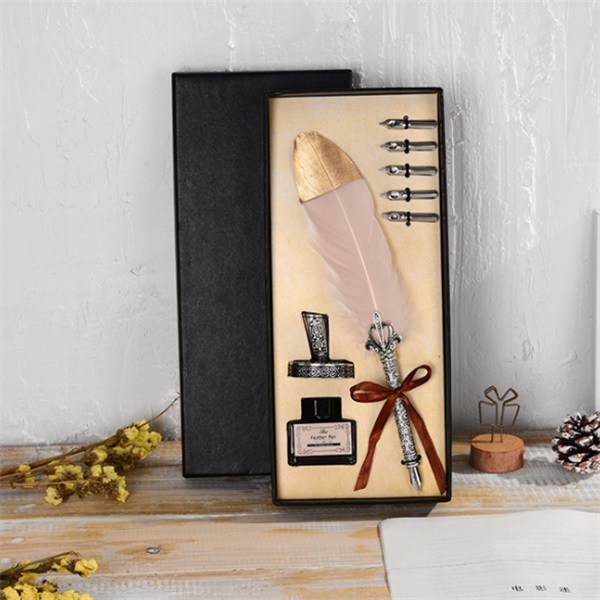 Vintage Quill Feather Pen Ink Set 4