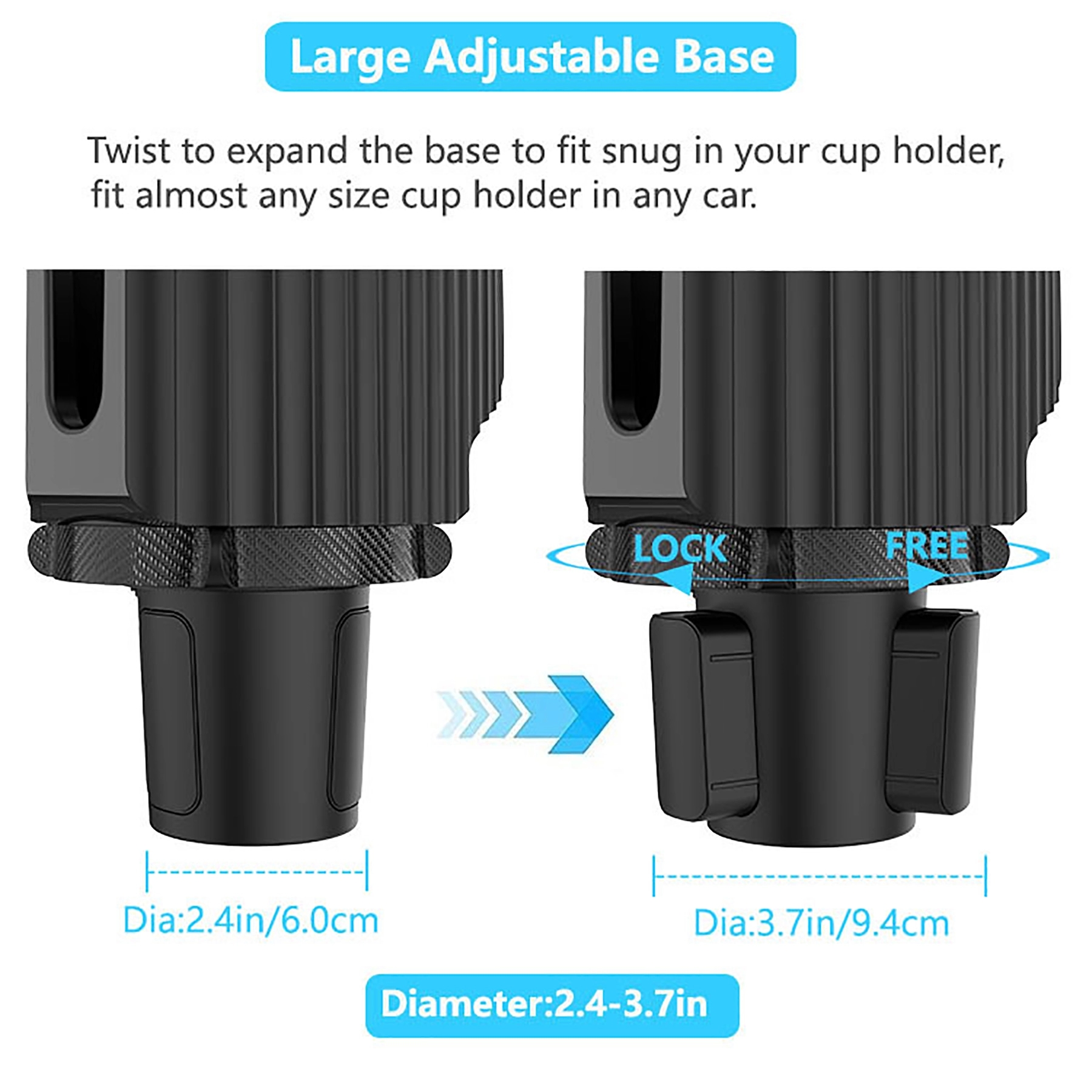 Car Cup Holder Phone Mount Adjustable Base With 360 Rotation 2