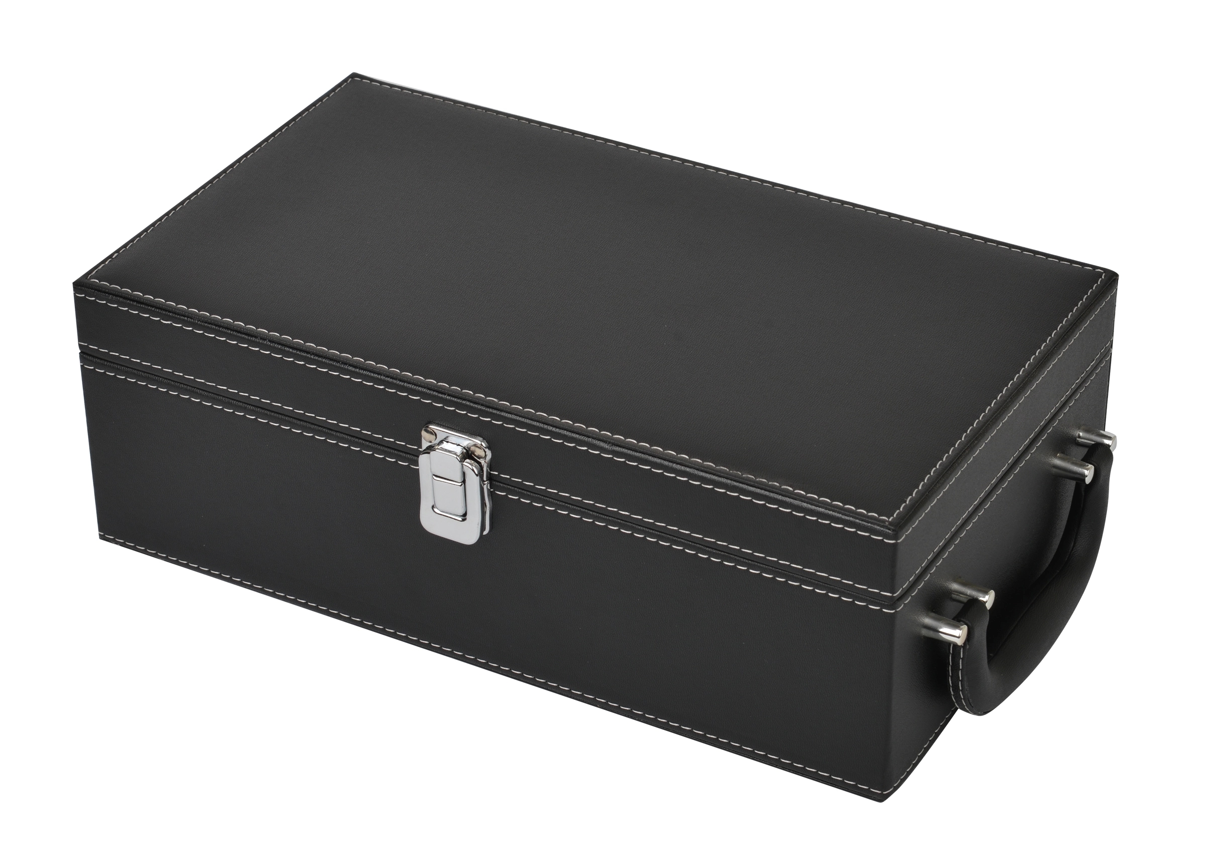 4 PC Wine Set in a Black Leatherette Case w/2 bottle support 5