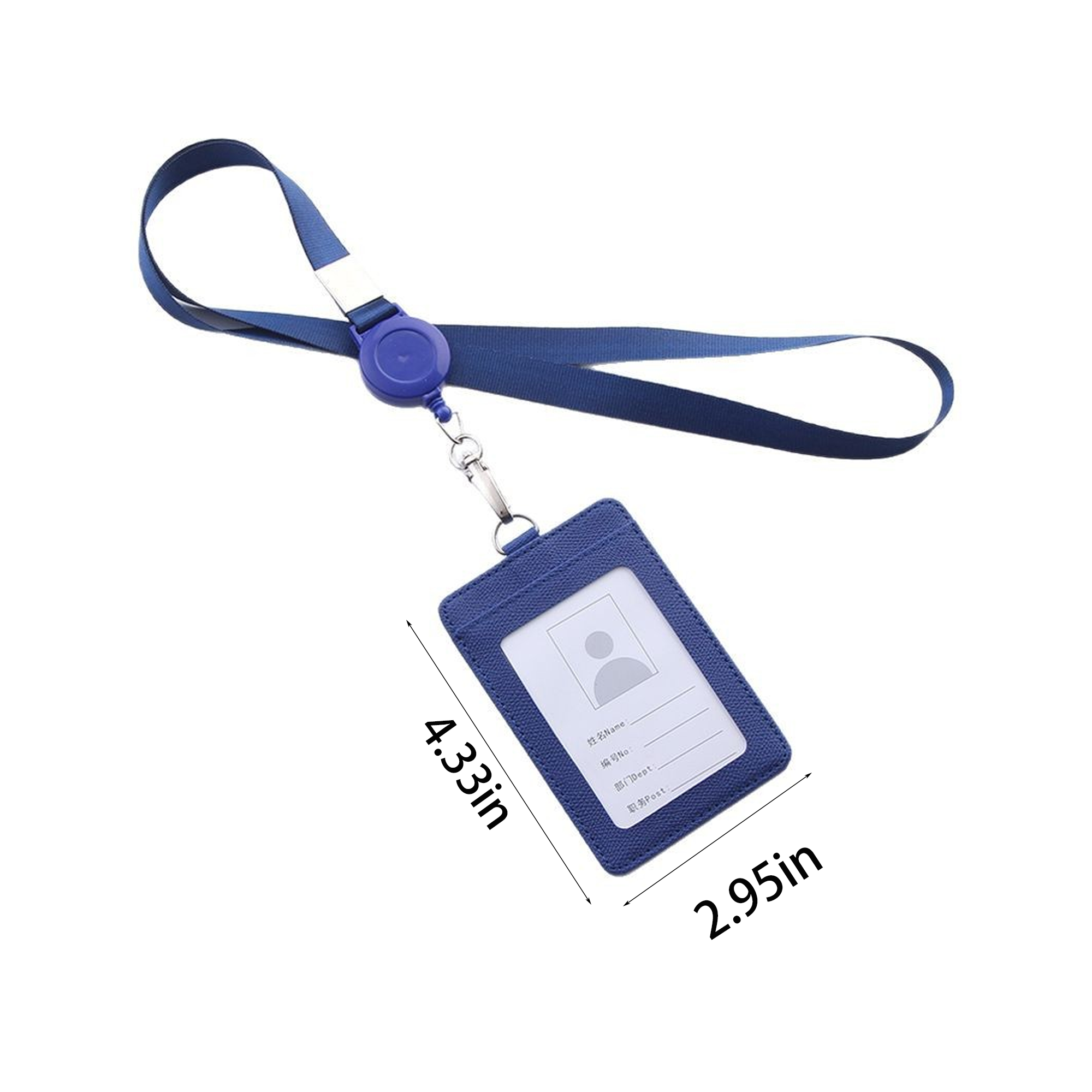 Leather ID Badge Holder with Retractable Lanyard 2 Card Slot 3
