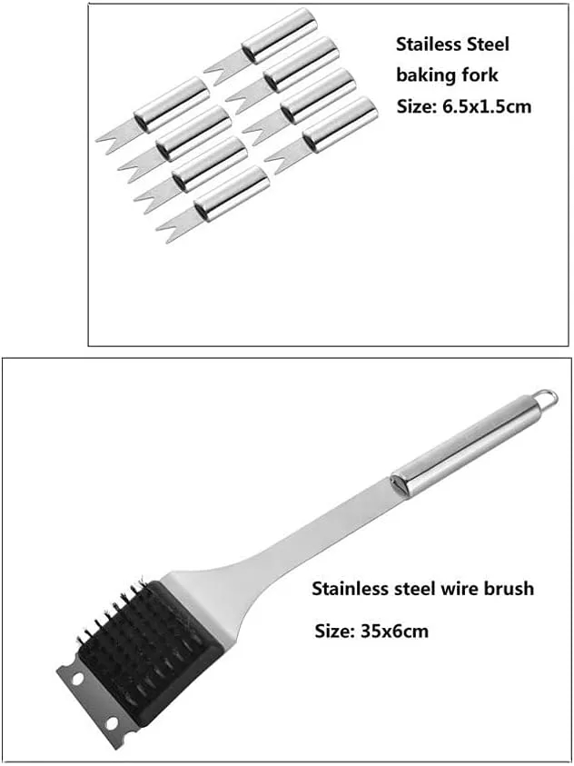 Stainless Steel BBQ Grill Tool Kit with Carrying Bag 20pcs 4