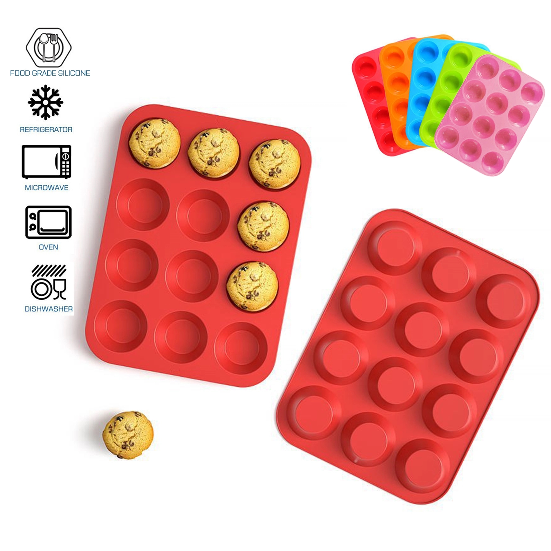 12 Cups Silicone Cupcake Tray 1