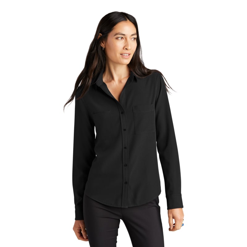 MERCER+METTLE Women's Stretch Crepe Long Sleeve Camp 3