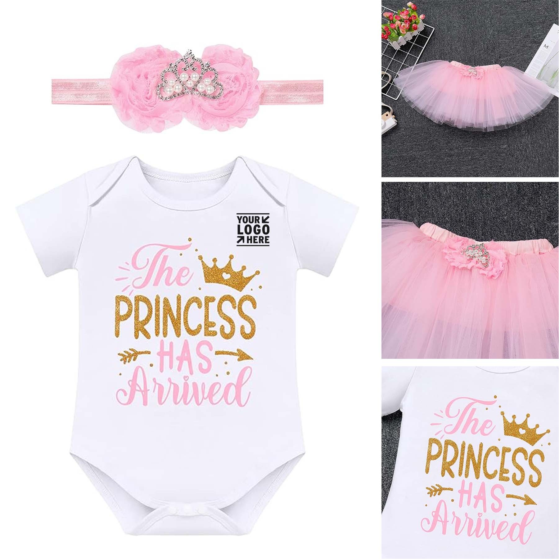 Baby Girls Coming Home Tutu Skirt Headband Shiny Princess Outfits Set for Photo Shoot 3