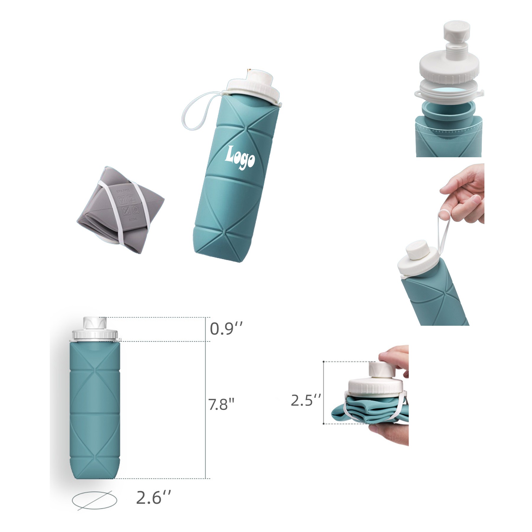 20oz Silicone Collapsible Water Bottle