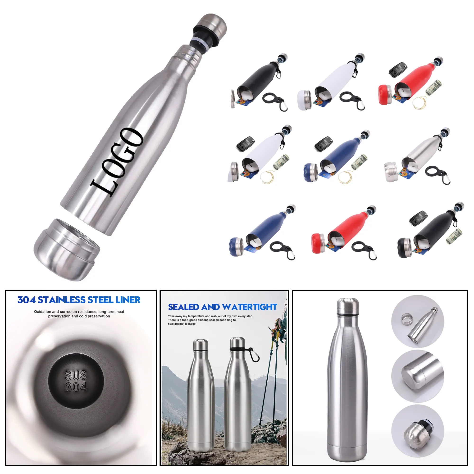 26 oz Stainless Steel Coke Bottle, custom water bottle with logo imprint 4