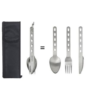 3 in 1 Stainless Steel Flatware Utensil Spoon Fork Knife With Pouch 3