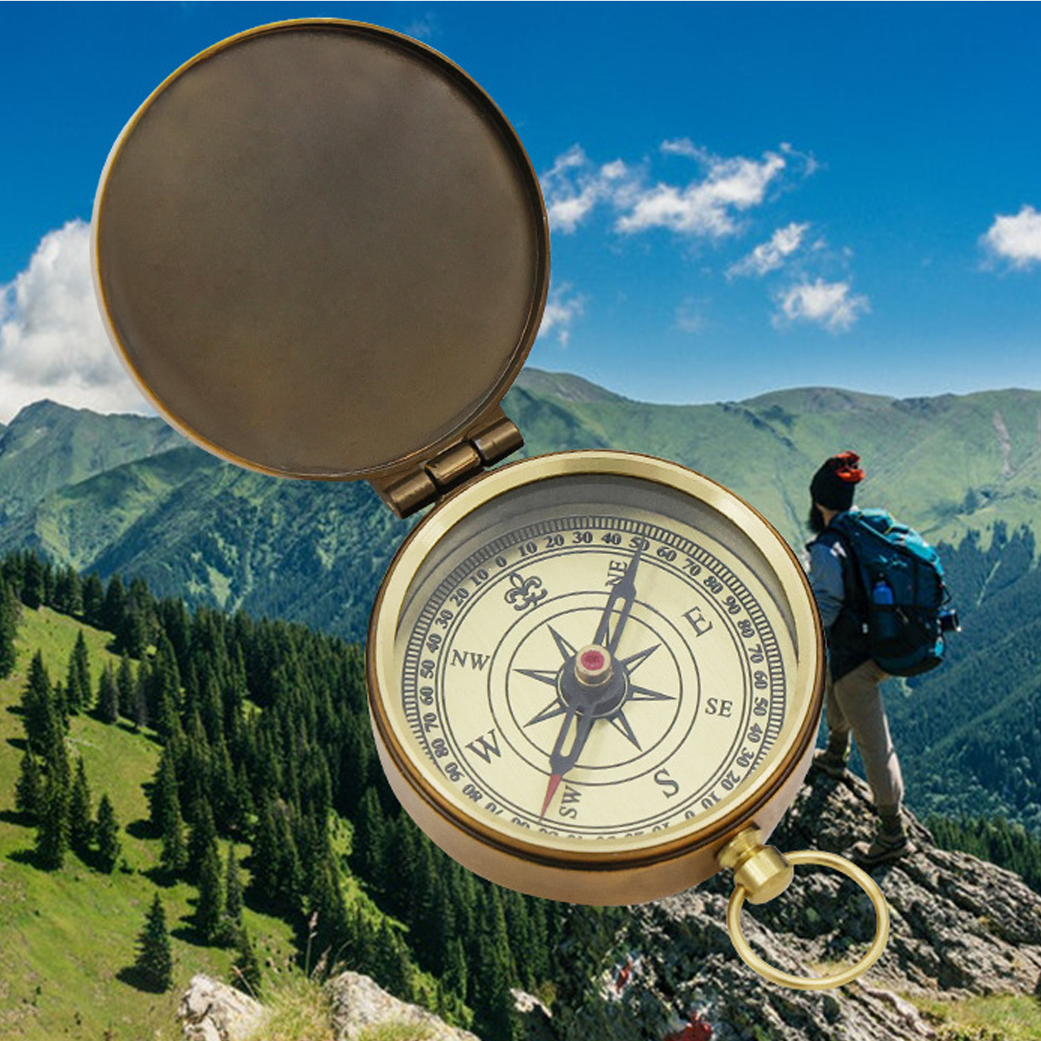 Retro Zinc Alloy Compass Pocket Watch for Outdoor Use 3