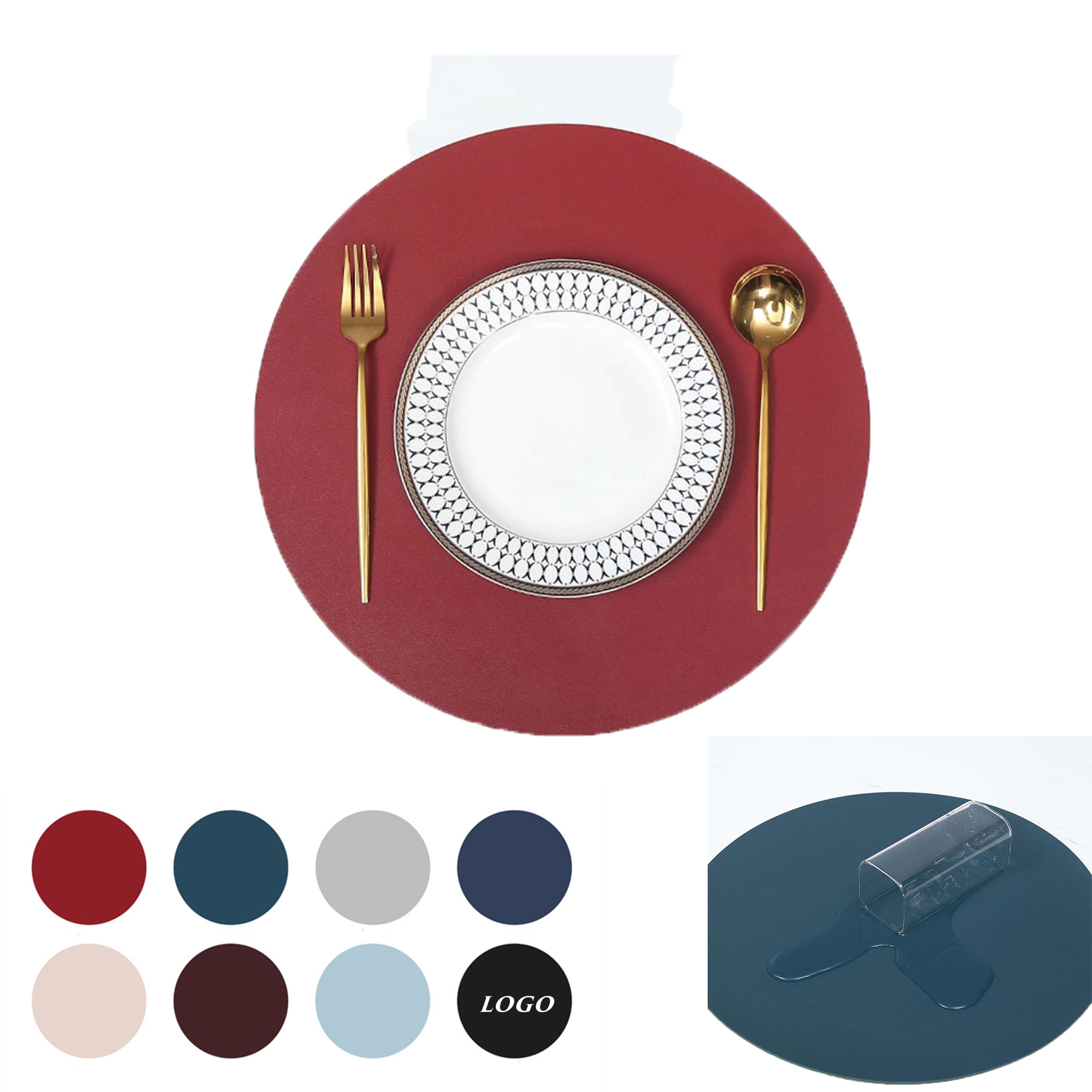 15'' Round Leather Placemat Dining Mat MOQ 20PCS